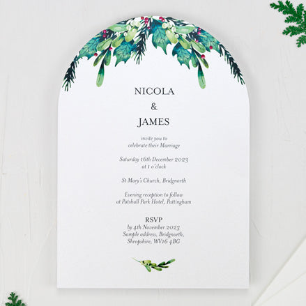Festive Foliage Iridescent Wedding Invitation