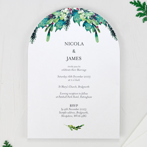 Festive Foliage Iridescent Wedding Invitation