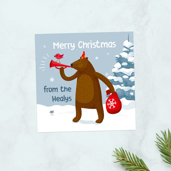 Personalised Christmas Cards - Festive Friends Bear - Pack of 10