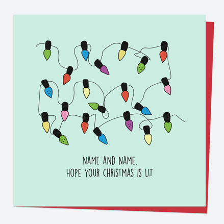 Personalised Single Christmas Card - Festive Funnies - Lit Christmas