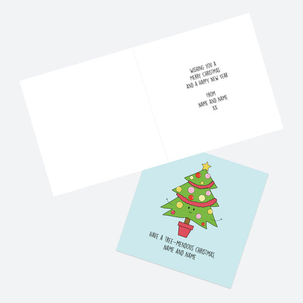 Personalised Single Christmas Card - Festive Funnies - Tree-mendous Christmas