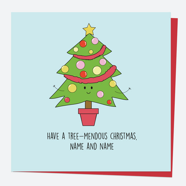 Personalised Single Christmas Card - Festive Funnies - Tree-mendous Christmas