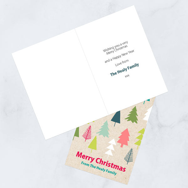 Personalised Christmas Cards - Festive Kraft Trees - Pack of 10