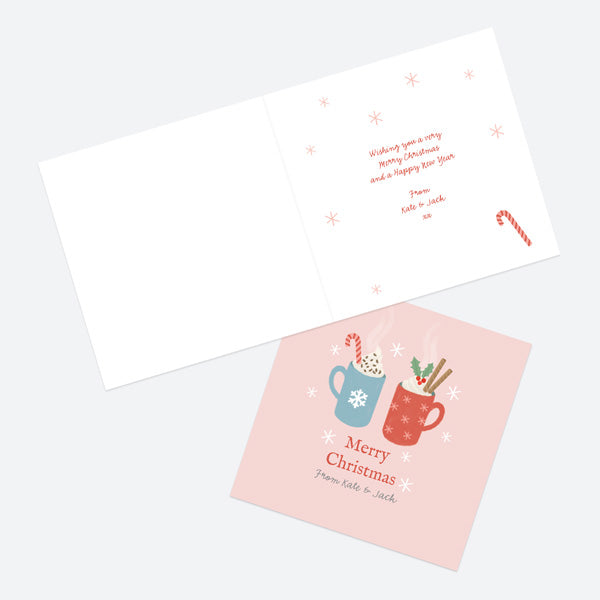 Personalised Christmas Cards - Festive Love - Hot Chocolate - Pack of 10