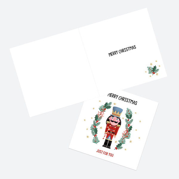 Christmas Card - Festive Nutcracker - Holly - Just For You