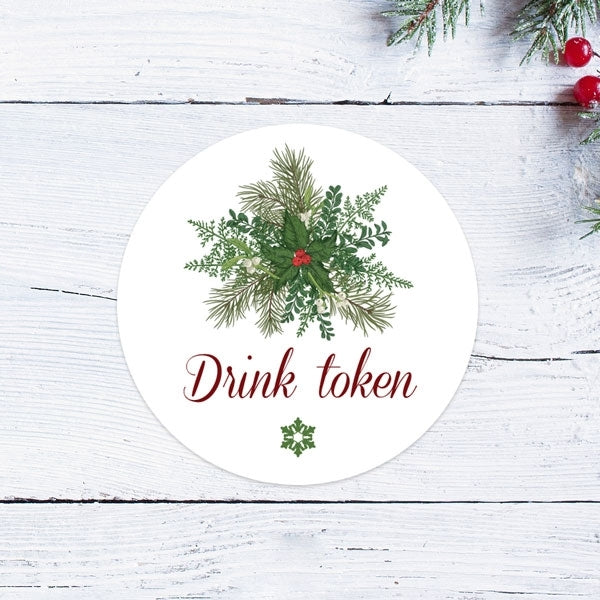 Festive Winter Woodland - Drink Tokens - Pack of 30