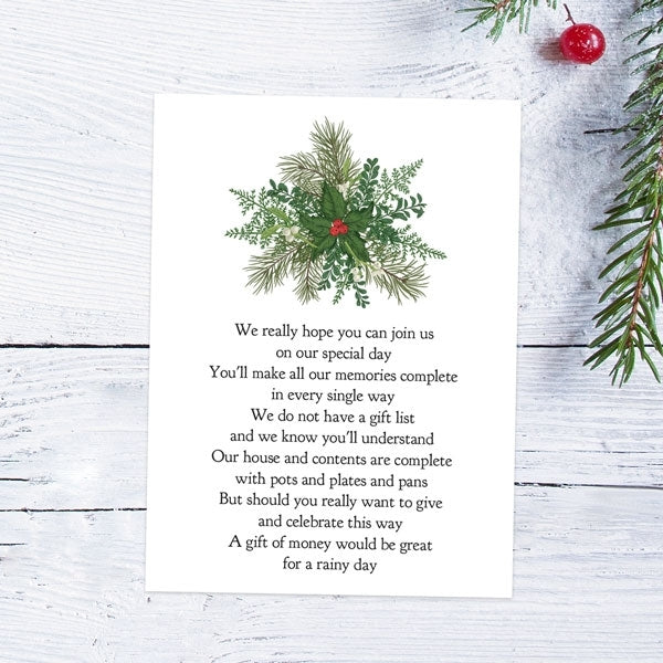 money tree gift poem Festive Winter Woodland Gift Poem Card