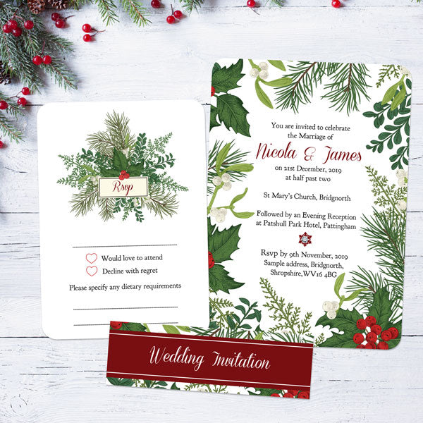 Festive Winter Woodland - Boutique Wedding Invitation & RSVP