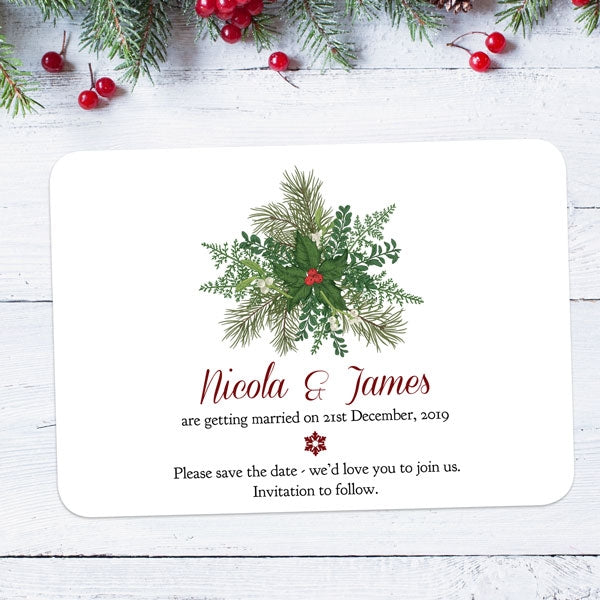 Festive Winter Woodland Save the Date Cards