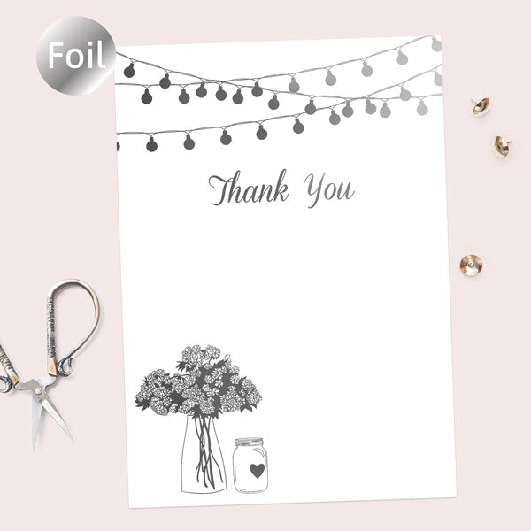 Foil Ready to Write Thank You Cards - Festoon Lights & Flowers - Pack of 10
