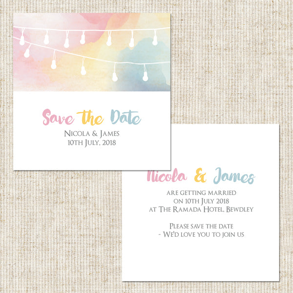 Festoon Lights Save the Date Cards