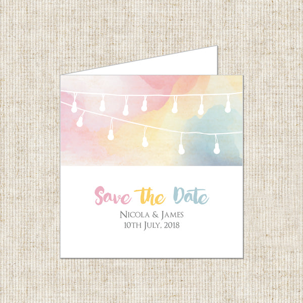 Festoon Lights Save the Date Cards