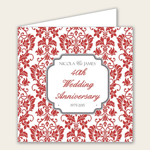 40th Wedding Anniversary Invitations - Floral Pattern