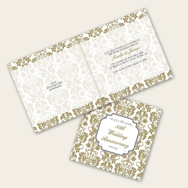 50th Wedding Anniversary Invitations - Floral Pattern
