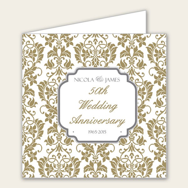 50th Wedding Anniversary Invitations - Floral Pattern