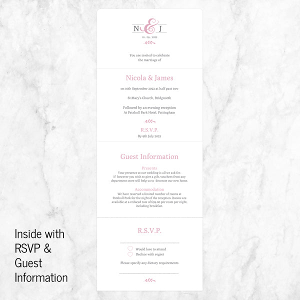 Formal Monogram - Tri Fold Wedding Invitation & RSVP