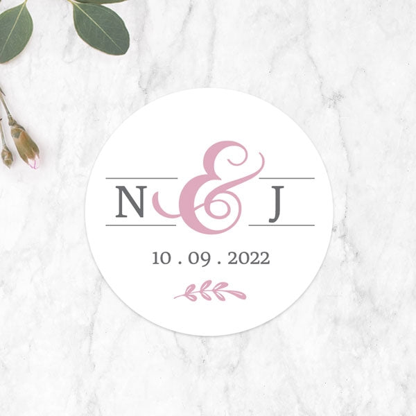 Formal Monogram Wedding Stickers - Pack of 35