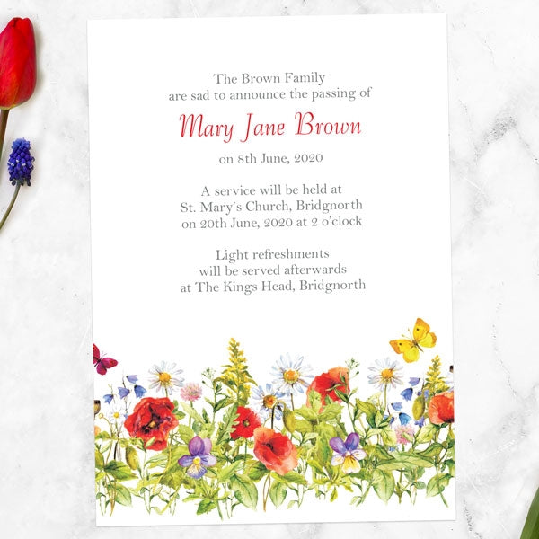 Funeral Invitations - Poppy Meadow