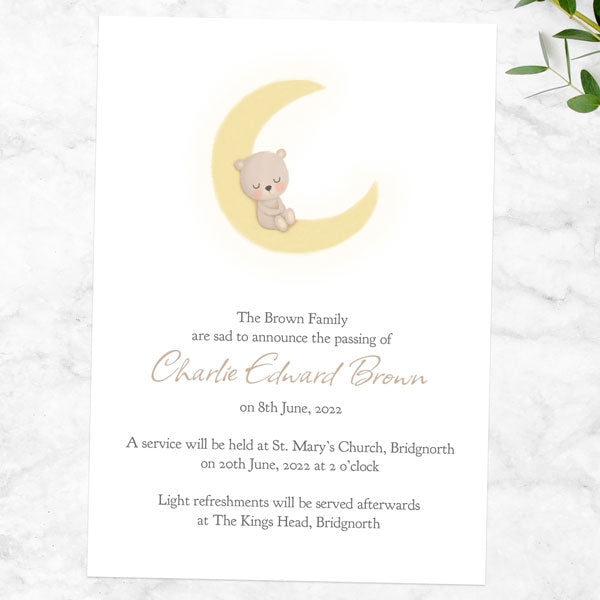Funeral Invitations - Bear & Moon