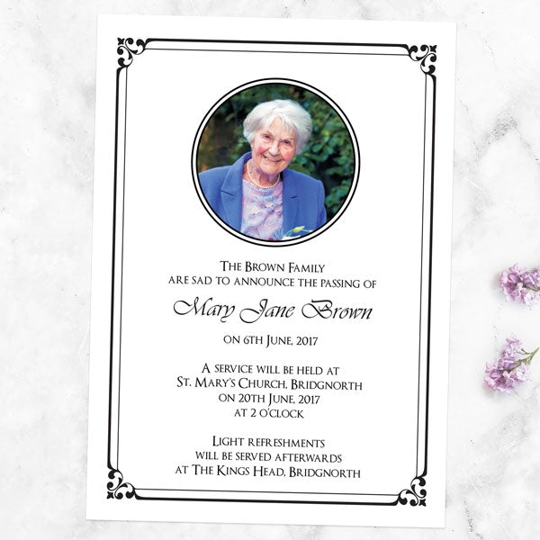 Funeral Invitations - Elegant Frame