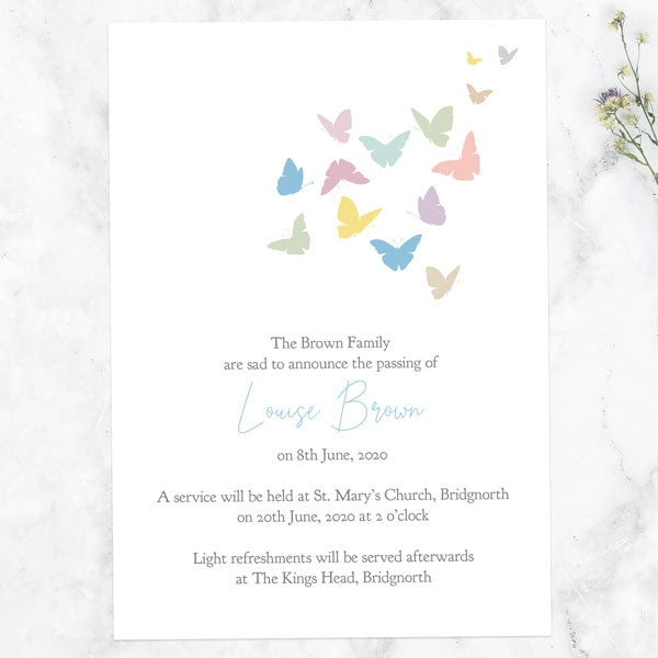 Funeral Invitations - Flying Butterflies