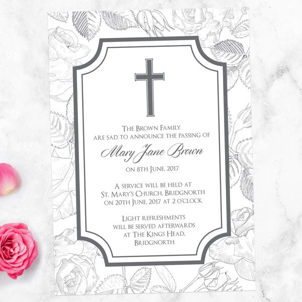 Funeral Invitations - Ornate Roses