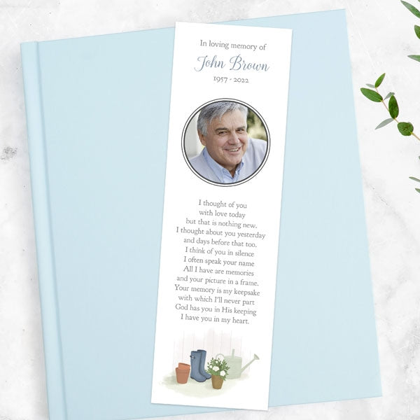 Funeral Bookmark - Gardening Wellies