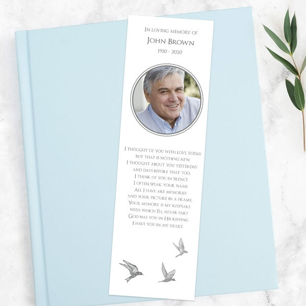 Funeral Bookmark - Grey Flying Birds