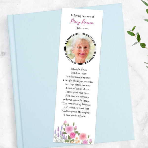 Funeral Bookmark - Roses & Lavender