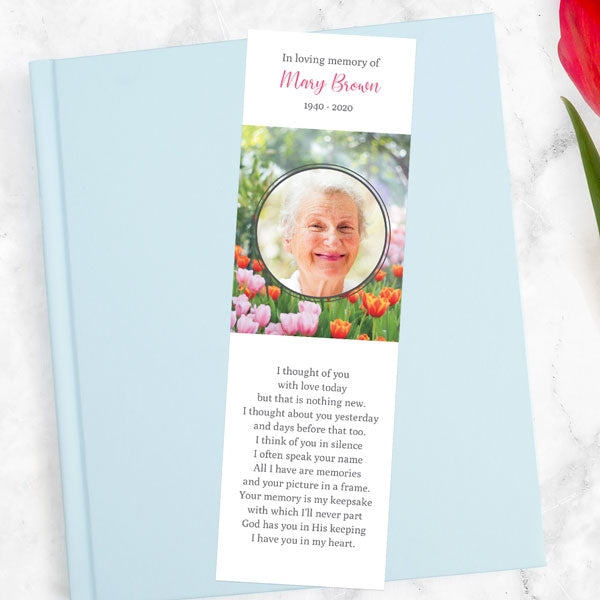 Funeral Bookmark - Spring Tulips