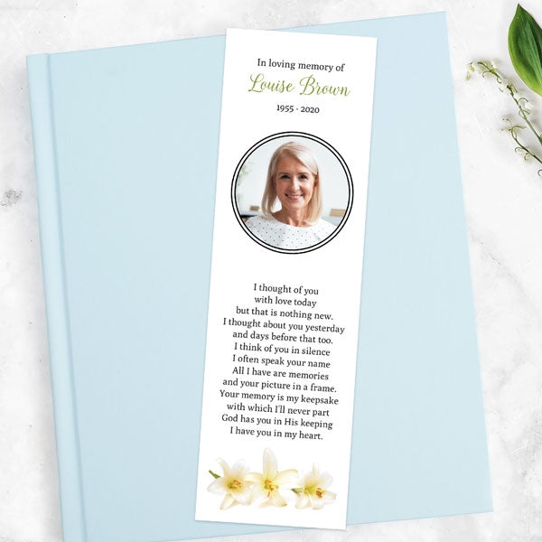 Funeral Bookmark - Three Lilies
