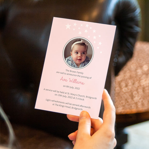 Funeral Invitations - Shooting Star Pink