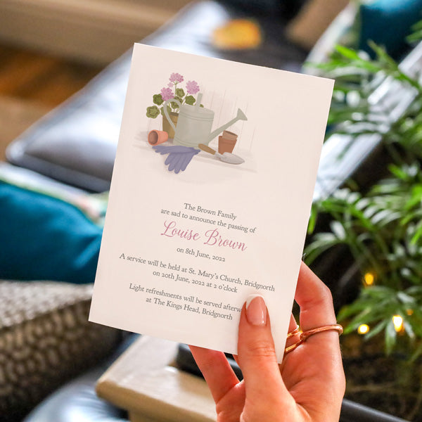 Funeral Invitations - Gardening Hydrangeas