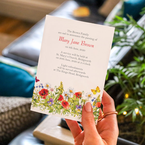 Funeral Invitations - Poppy Meadow