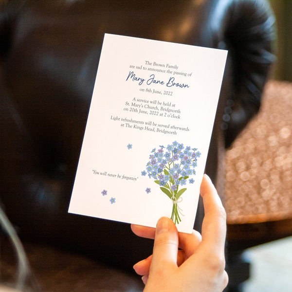 Funeral Invitations - Watercolour Forget Me Nots