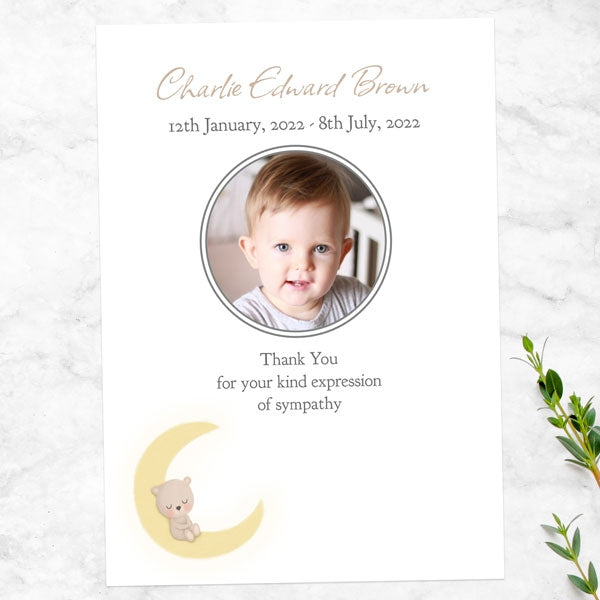 Funeral Thank You Cards - Bear & Moon