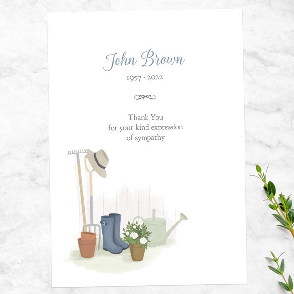 Funeral Thank You Cards - Gardening Wellies