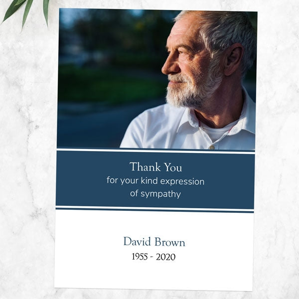 Funeral Thank You Cards - Blue Photograph Memories