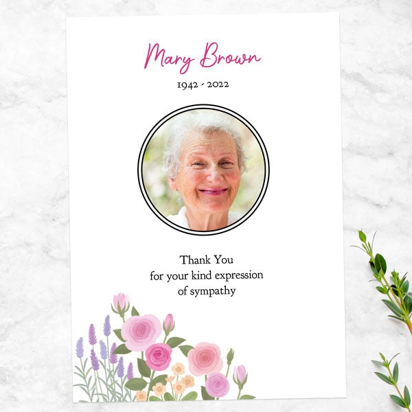 Funeral Thank You Cards - Roses & Lavender