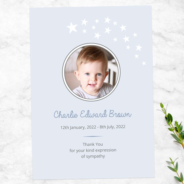 Funeral Thank You Cards - Shooting Star Blue