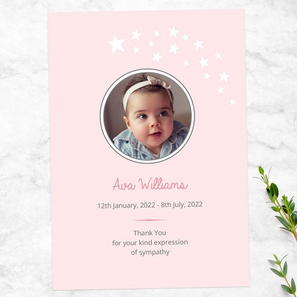 Funeral Thank You Cards - Shooting Star Pink