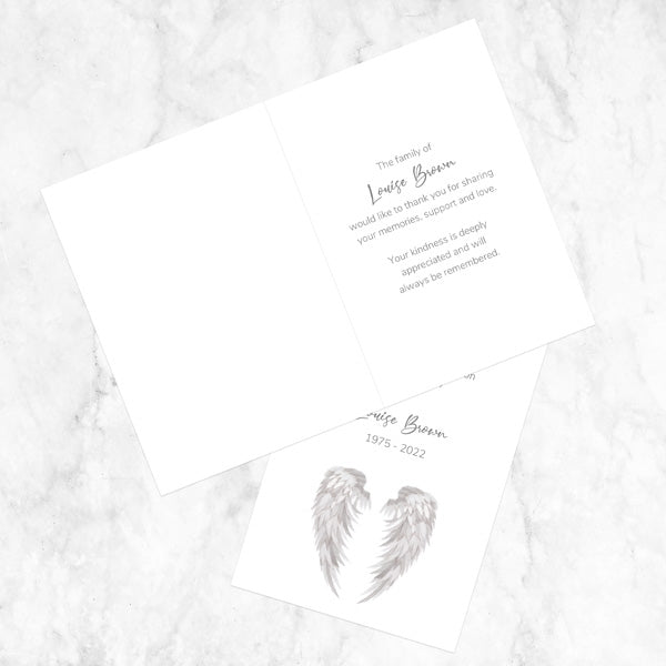 Funeral Thank You Cards - Grey Angel Wings