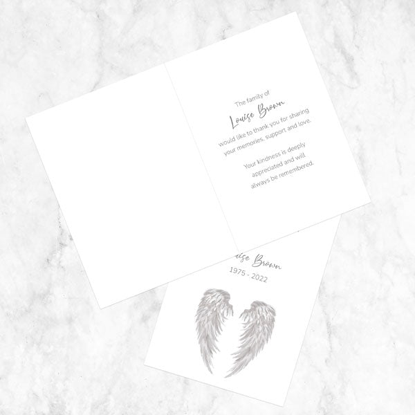 Foil Funeral Thank You Cards - Silver Angel Wings