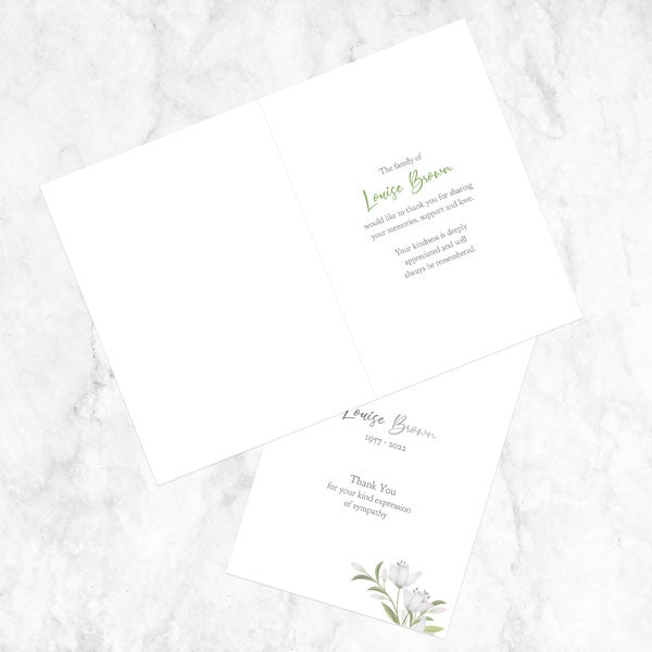 Foil Funeral Thank You Cards - White Lilies Photo