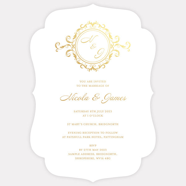 Elegant Monogram Foil Wedding Invitation