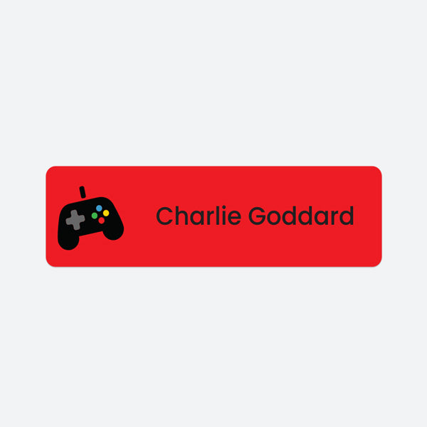 Medium Personalised Stick On Waterproof (Clothing/Equipment) Name Labels - Gaming - Pack of 36
