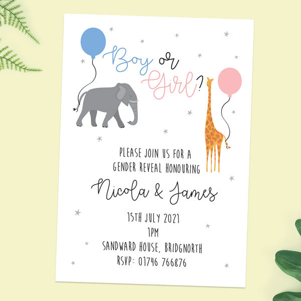 Gender Reveal Party Invitations - Go Wild - Pack of 10