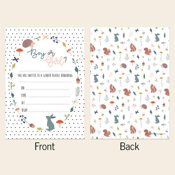 Gender Reveal Party Invitations - Whimsical Forest - Pack of 10