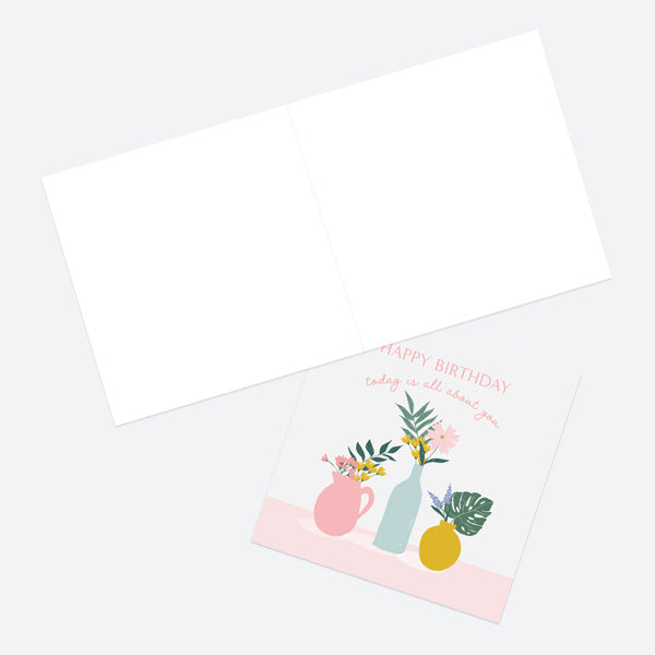 General Birthday Card - Summer Botanicals - Vases