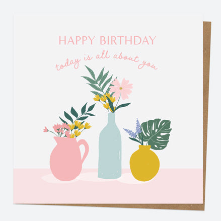 General Birthday Card - Summer Botanicals - Vases